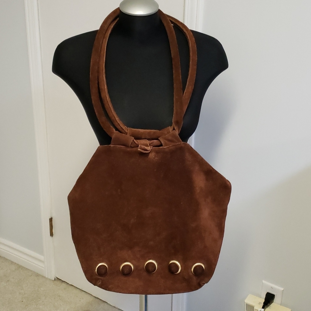 Vintage brown suede tote